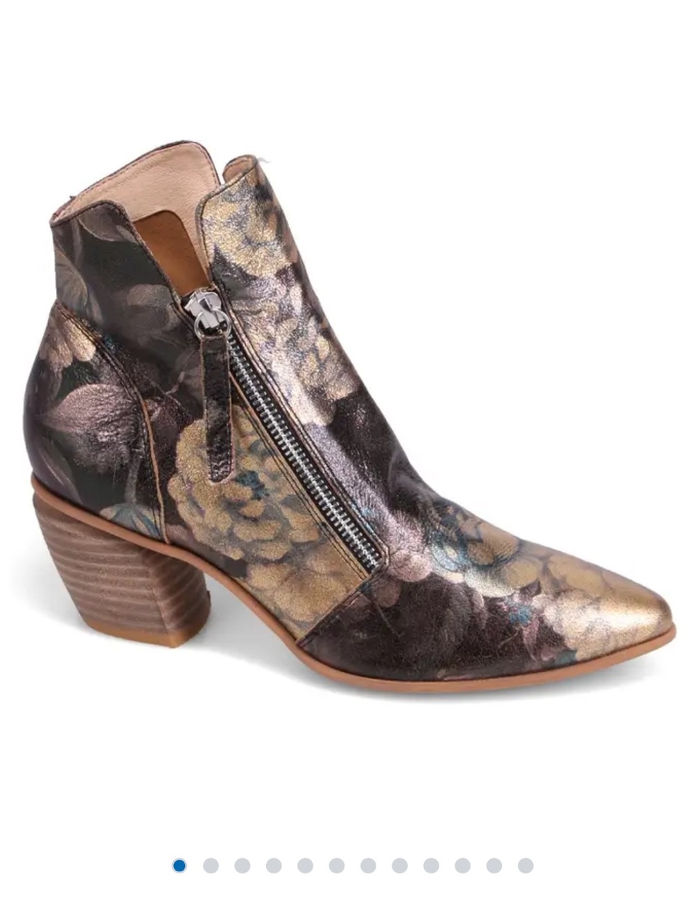 Django & Juliette Jazzy Metallic Floral Leather Ankle Boot